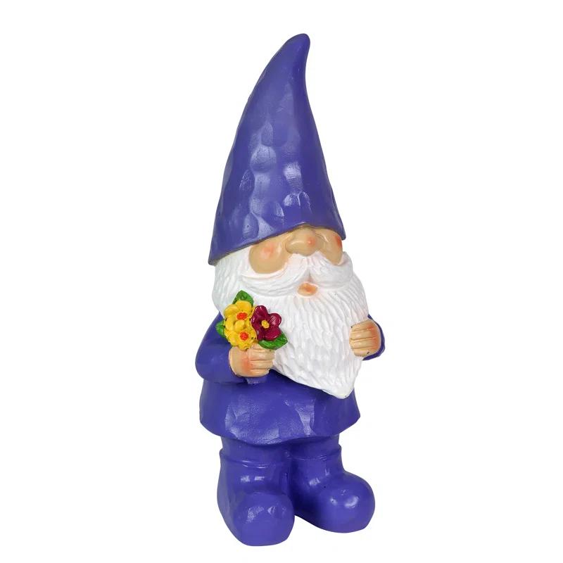 11-Inch Purple Solar Garden Gnome with LED Hat