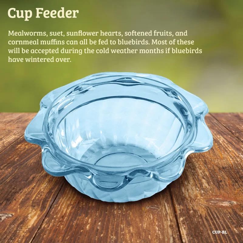 Birds Choice Birds Choice 3 oz. Bluebird Flower Cup Feeder for Dried Fruit or Mealworms, Blue