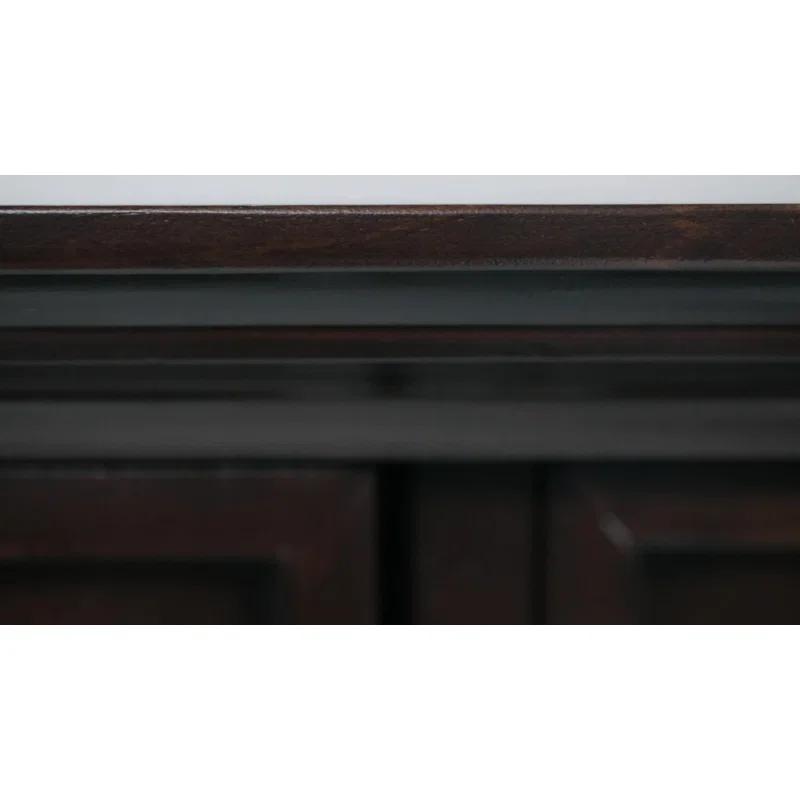Simpli Home Acadian 62"W Solid Wood 3-Shelf Storage Cabinet with Tempered Glass Doors and Adjustable Shelves