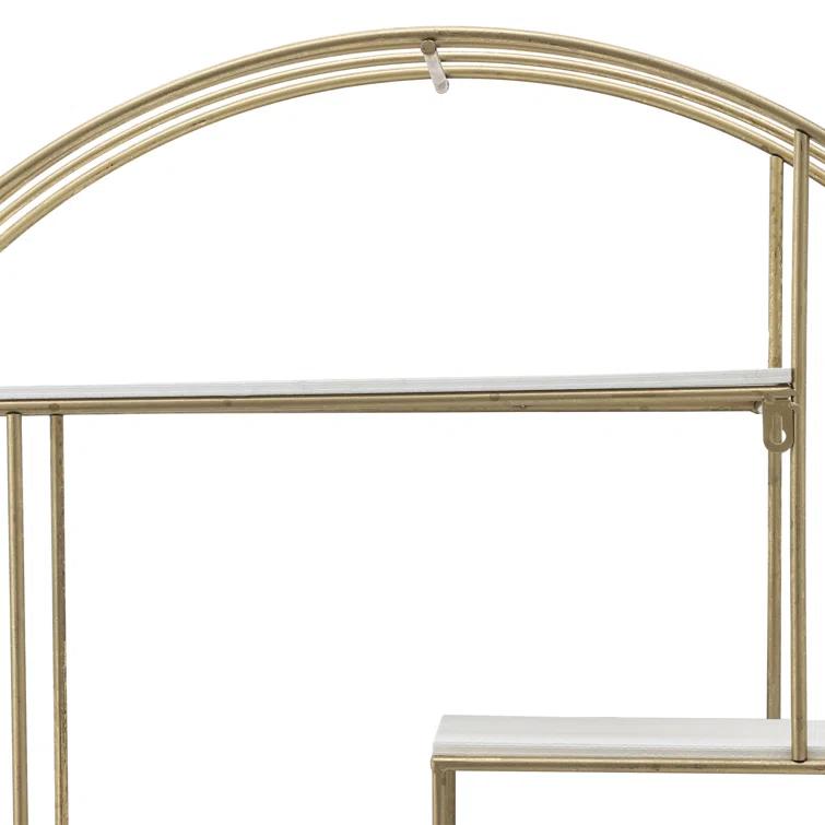 Sagebrook Home Kittle Modern Glam Iron and Wood Wall Storage Shelf