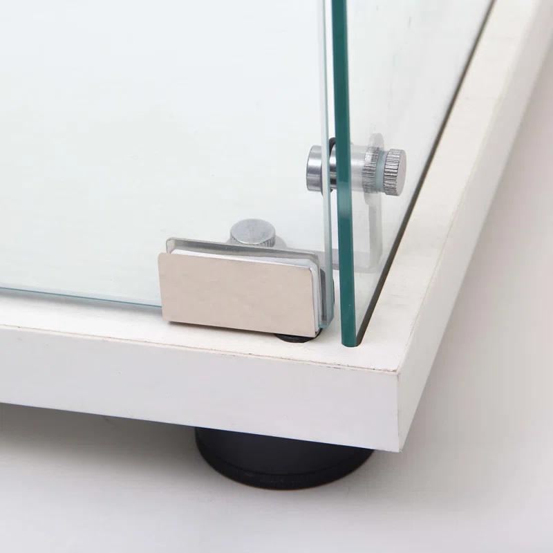 House On Tree Two-door Glass Display Cabinet 4 Shelves with Door, Floor Standing Curio Bookshelf