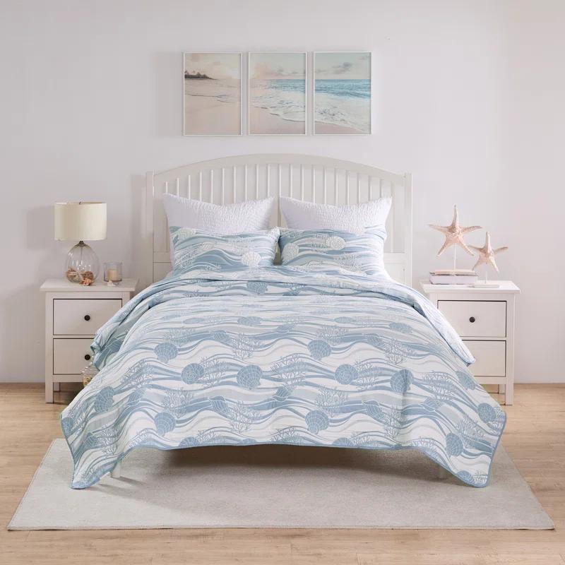 Greenland Home Fashions Coastal Paradise Jacquard Coverlet Set