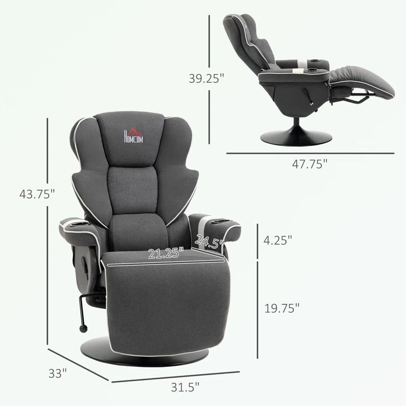 HomCom Faux Leather Manual Swivel Ergonomic Recliner | Wayfair