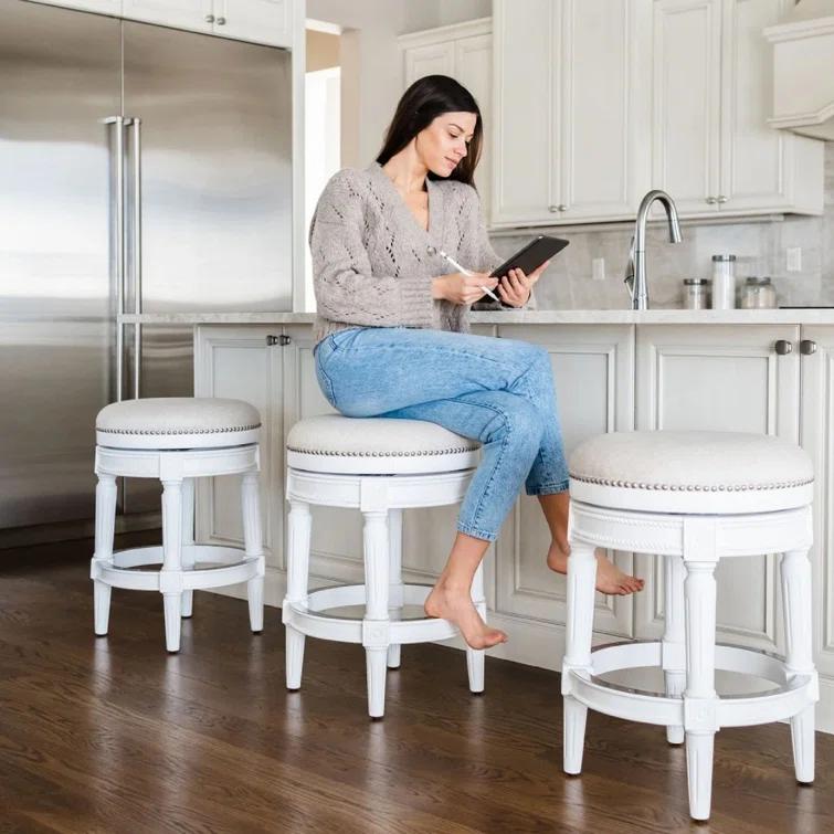 Maven Lane Maven Lane Pullman Backless Stool with Fabric Upholstery