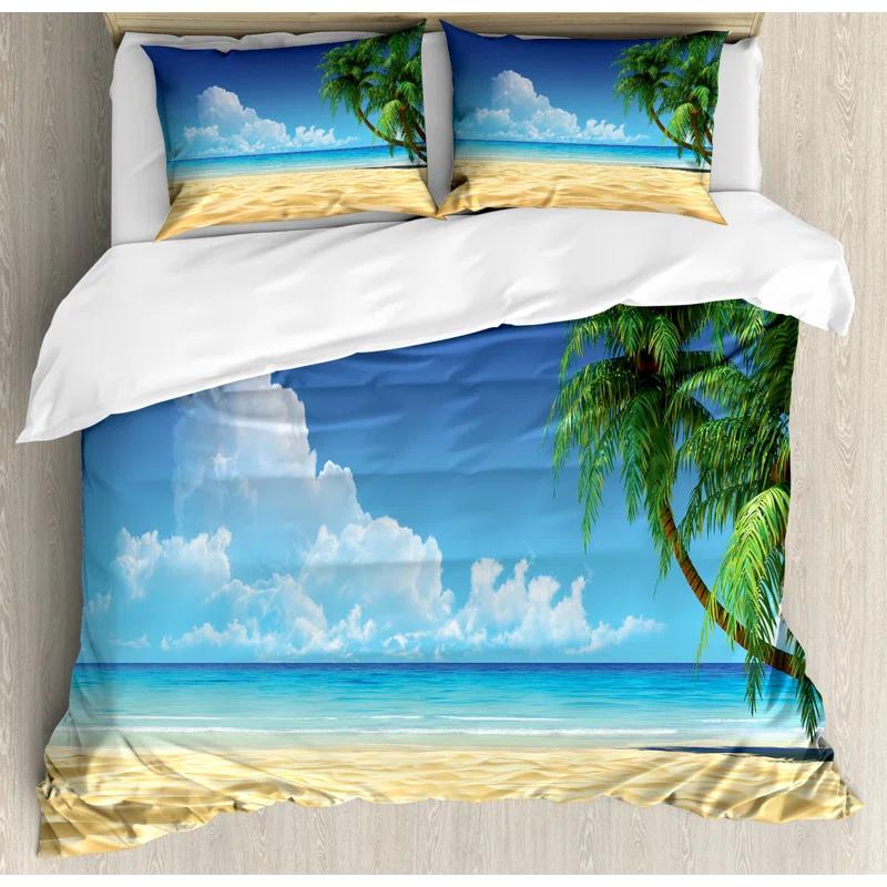 Ambesonne Coastal Floral Duvet Cover Set