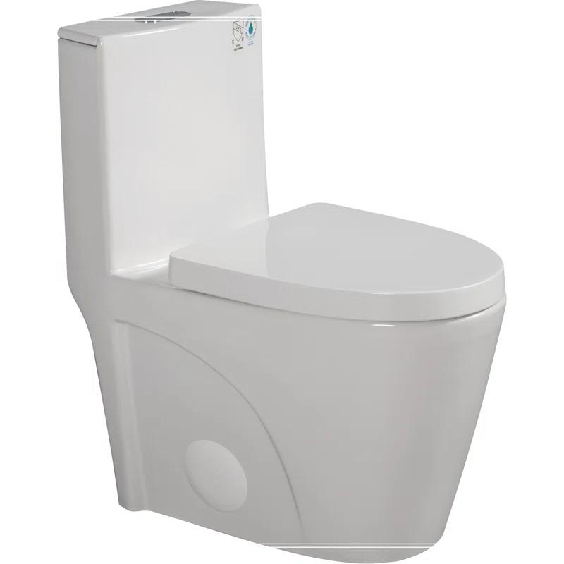 One-Piece Toilet, 1.1/1.60 GPF Water-Efficient Dual-Flush Elongated Comfort Height Floor Mounted, Standard-Size Toilet With Soft Closing Seat Included