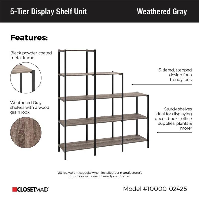ClosetMaid 45.67'' W Steel Frame Step Bookcase