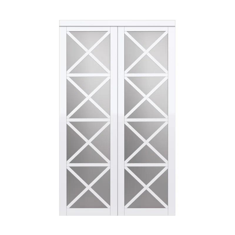 Renin Lace 80'' Solid + Manufactured Wood Mirrored Low-Gloss Sliding Closet Doors