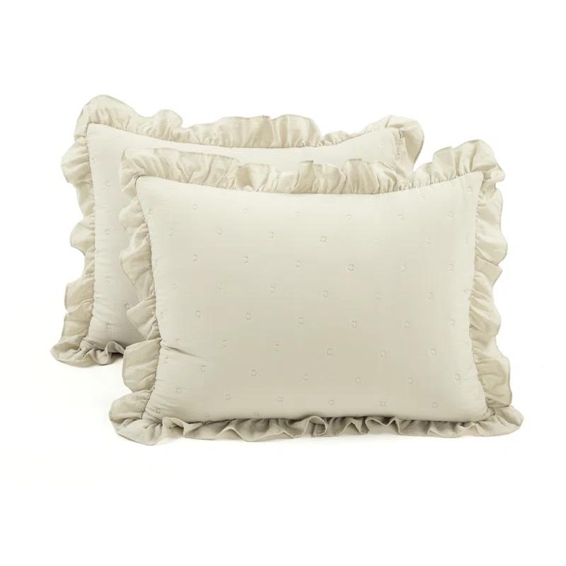 Reyna Ruffle Microfiber Reversible 3 Piece Quilt Set (Set of 3)
