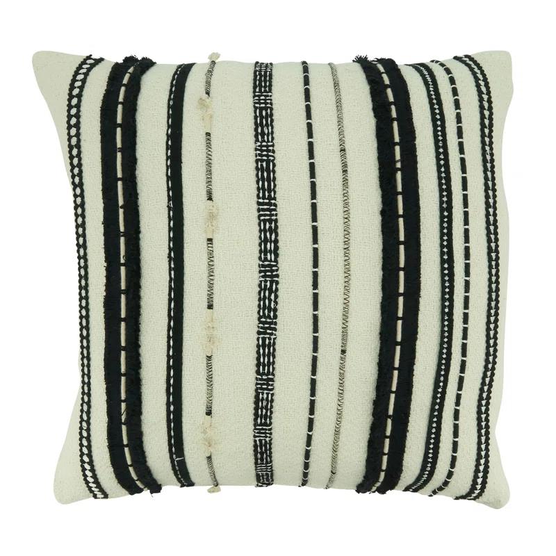Fringed Cotton Throw Pillow