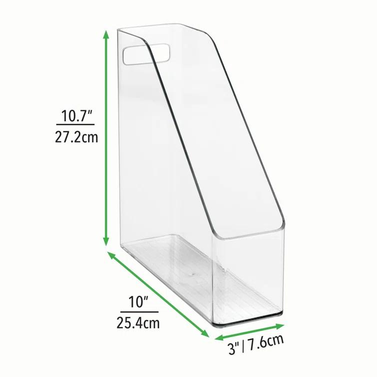 mDesign mDesign Plastic Slim File Folder Storage Organizer with Handle (Set of 4)