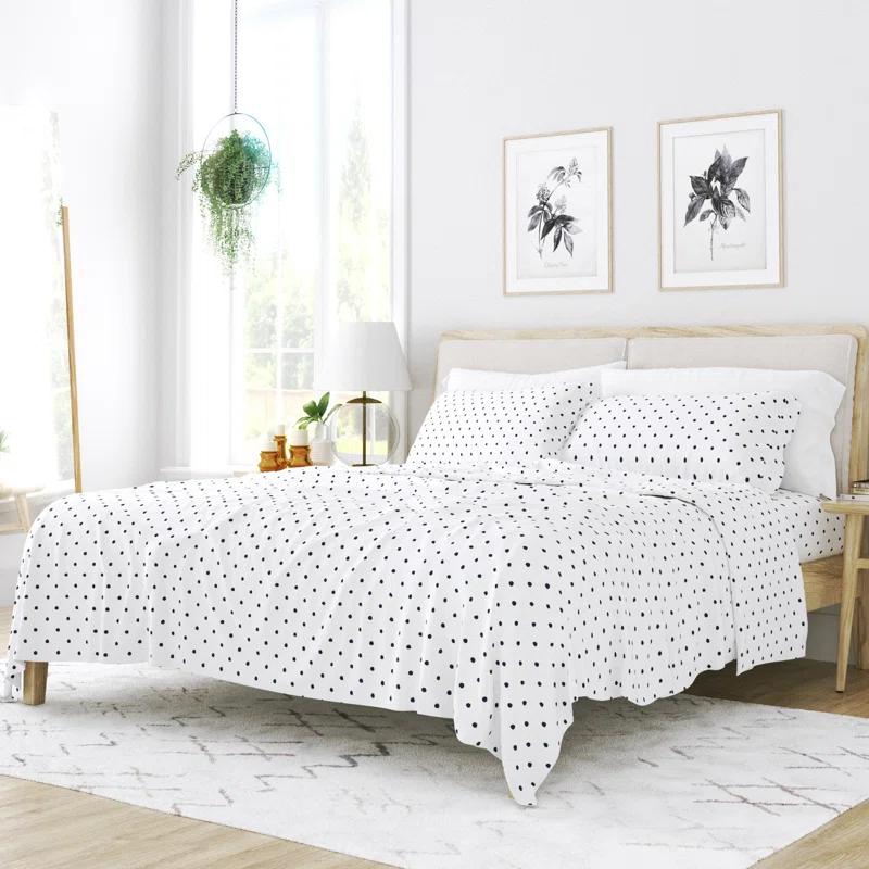 IEnjoy Home Polka Dots Navy & White Pattern Sheet Set