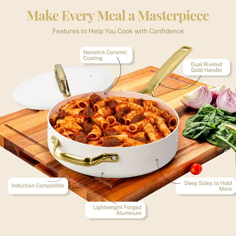 Gotham Steel Gotham Steel Modern Collection 11 Pc Cream Nonstick Cookware Set