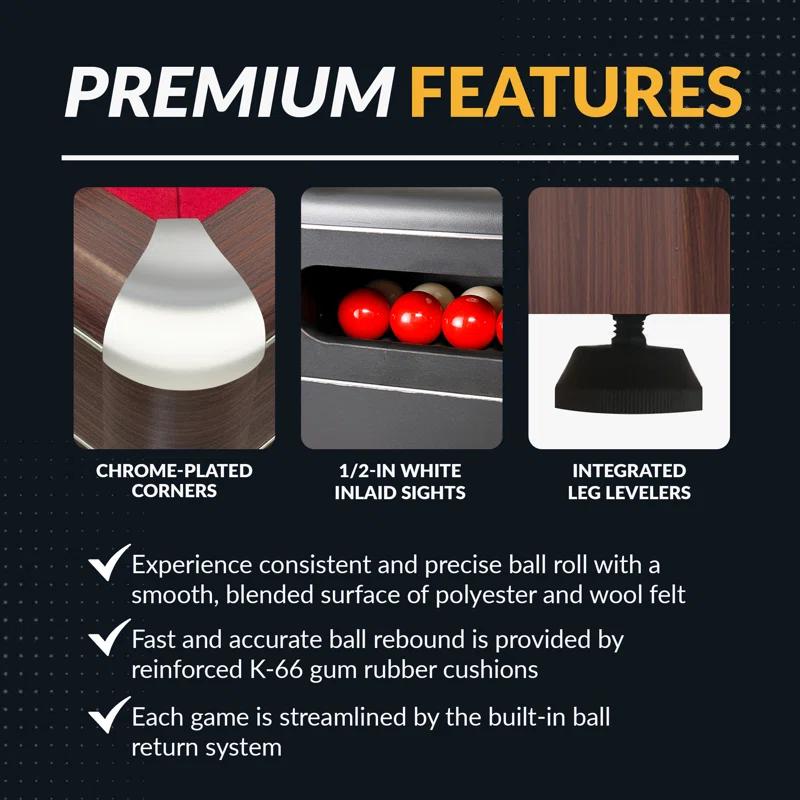 Hathaway Games Hathaway Renegade II 54-in Bumper Pool Table - Includes Cues, Billiard Balls, Accessories – Multi Game for Adults & Kids – Rubber Action Bumpers – Family Game Room – Red Felt with Walnut Finish