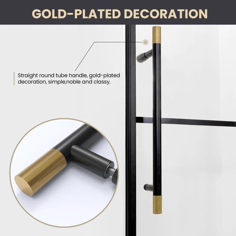 Vinnova 320048+36P-MB Losar 48'' W 78'' H Framed Rectangle Reversible Shower Enclosure