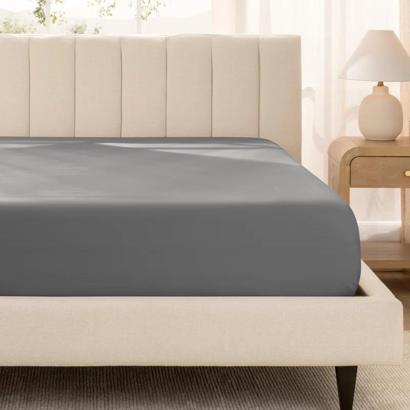 Bare Home Organic Sateen Machine Woven Fitted Sheet