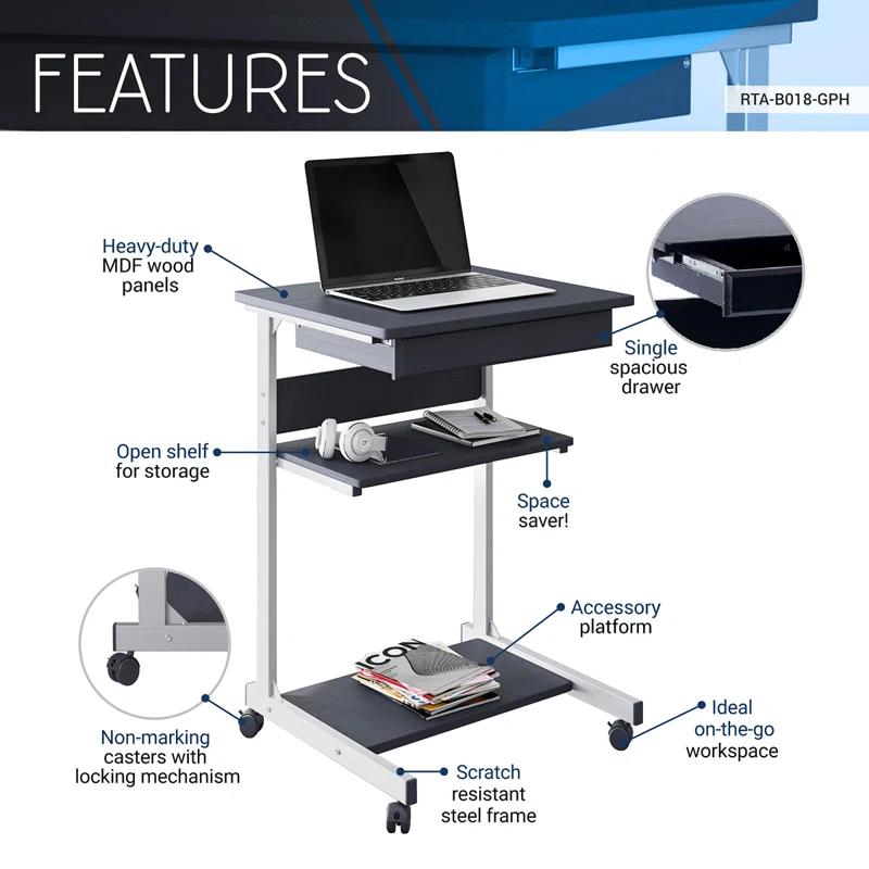 Techni Mobili 30.5'' H x 20.47'' W Laptop/Tablet Storage Cart with Wheels