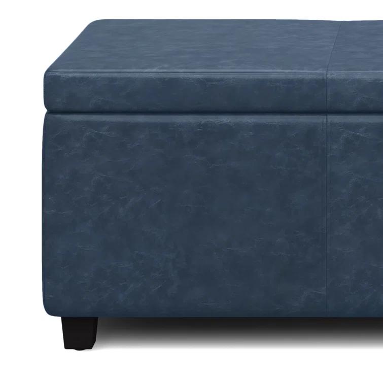 Simpli Home Avalon 48"W Upholstered Storage Ottoman Bench with Large Interior Storage