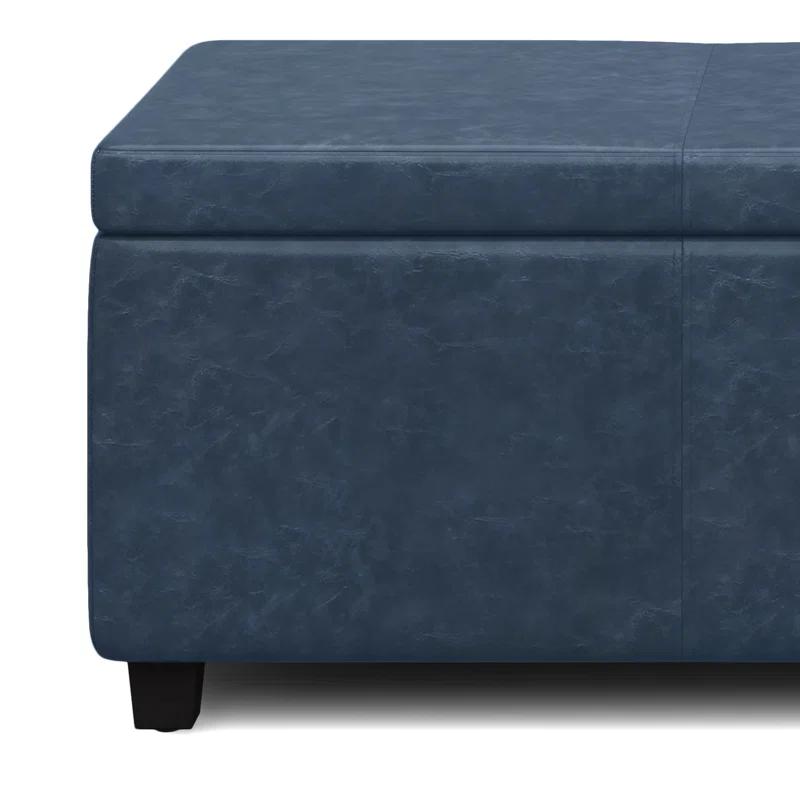 Simpli Home Avalon 48"W Upholstered Storage Ottoman Bench with Large Interior Storage