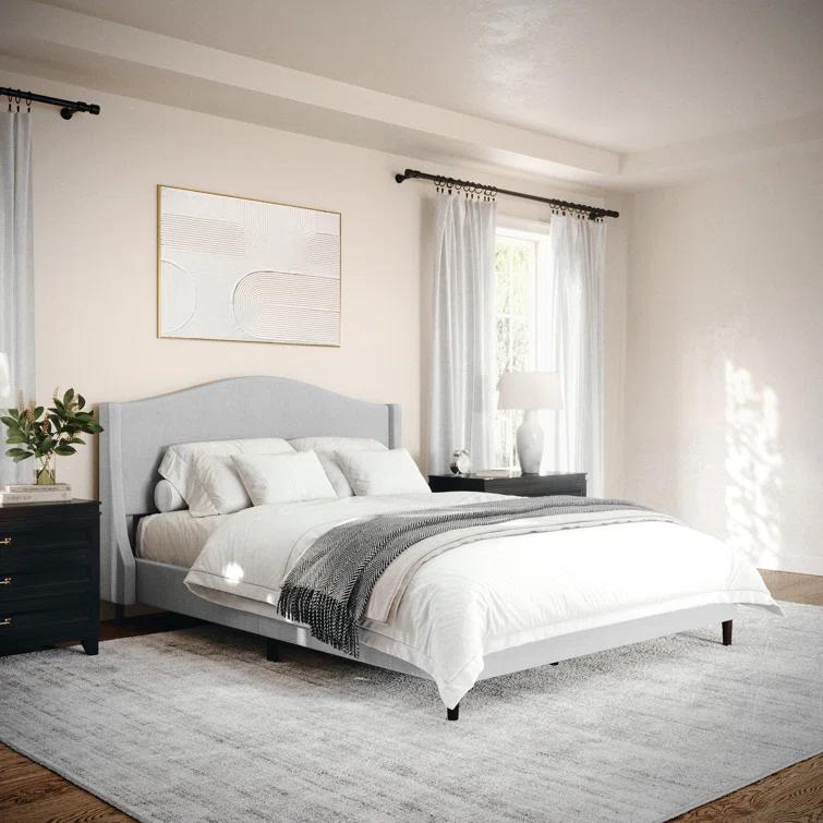 Martha Stewart Martha Stewart Amelia Upholstered Platform Bed With Curved Headboard