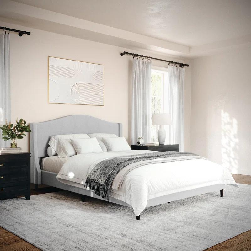 Martha Stewart Martha Stewart Amelia Upholstered Platform Bed With Curved Headboard