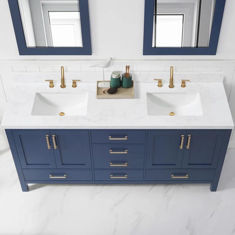 Vinnova Jaen 73'' Stone Double Bathroom Vanity Top with Sink