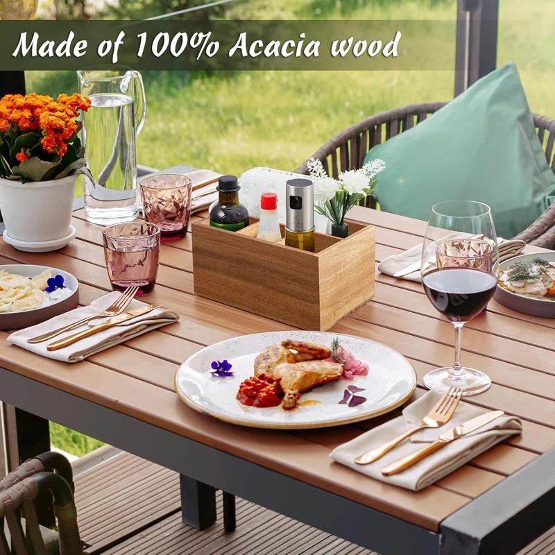 Loon Peak® Utensil Caddy, Silverware Caddy For Party, Acacia Wood Silverware Holder, Silverware Organizer Countertop, Cutlery Storage Containers For Kitchen Table