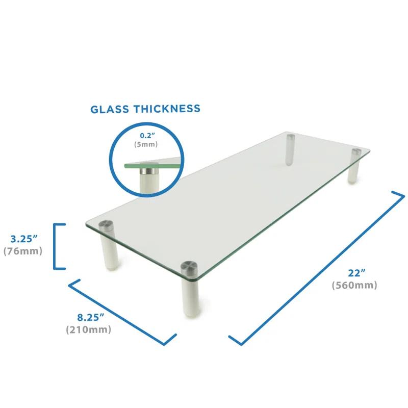 Mount-it Mount-It! Glass Desktop Monitor Stand Riser, 22 Inches Wide Clear Tempered Glass Hold Up to 44 Lbs.