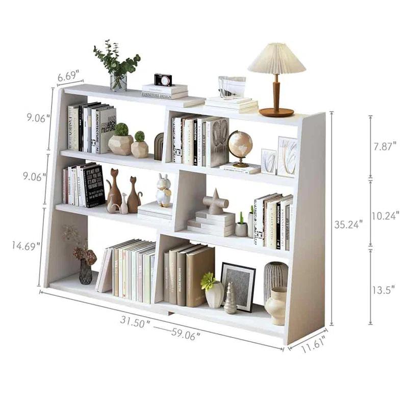 Latitude Run® Wooden Extendable Shelf Bookcase - 3-Tier Ladder Low Short Bookshelf For Small Space Or Corner