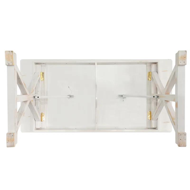 Flash Furniture Eternity Rectangular Solid Pine Farm Dining Table with Folding X-Style Legs