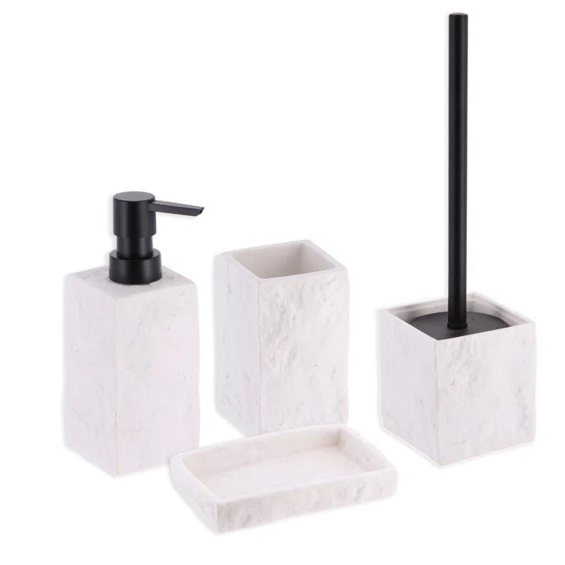 Evideco Stone Bath Square Resin Hand Soap & Lotion Dispenser