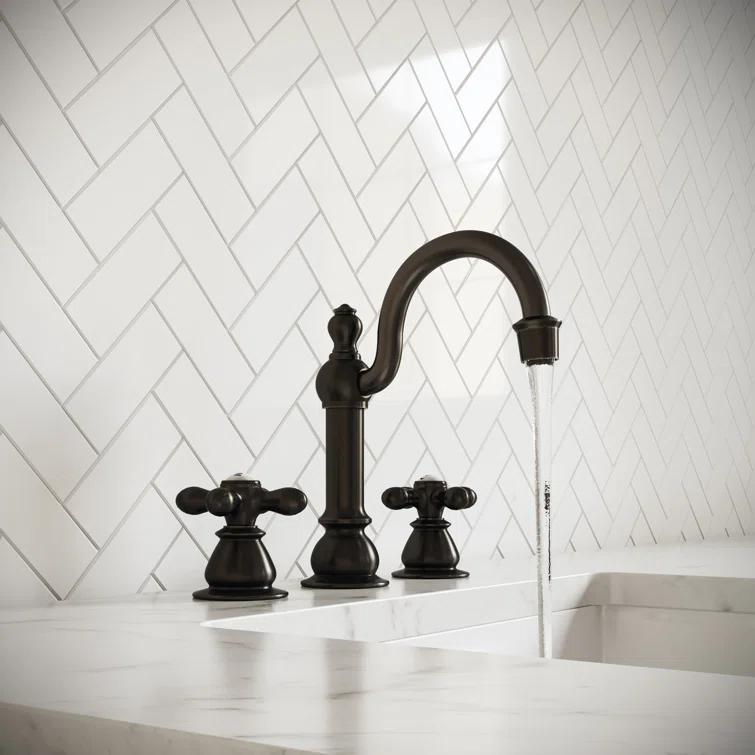 dCOR design Vintage Widespread 2-handle Bathroom Faucet with Drain Assembly