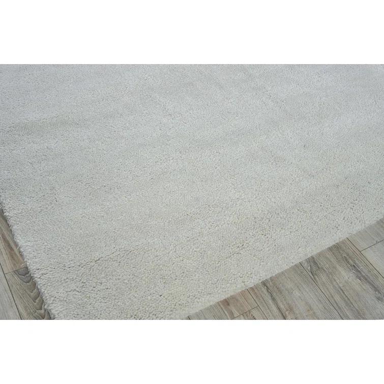 Rectangle Merino Solid Color Hand-Knotted Wool Area Rug In Beige