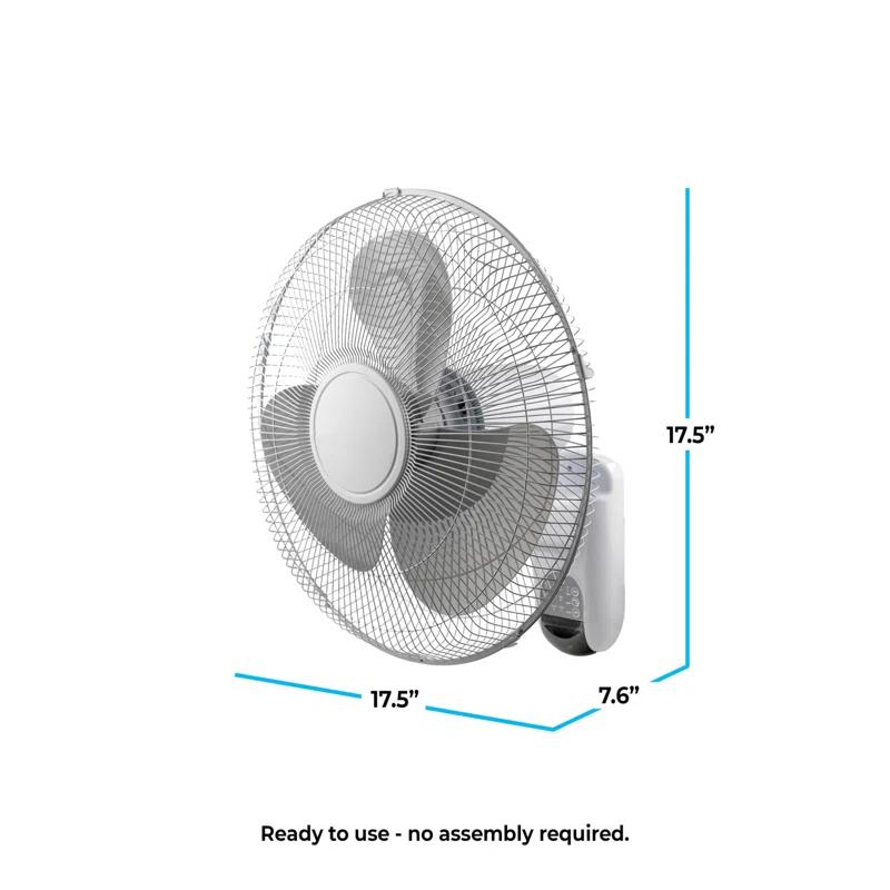 UNIVERSAL WINDOW SOLUTIONS Oscillating Wall Mount Fan With Adjustable Vertical Tilt, 16 Inch, 3 Speed, Metal Grille, 90 Degree Oscillation, 3 Modes: Normal, Pulse, And Sleep, 4H Timer, & Wi-Fi App Control