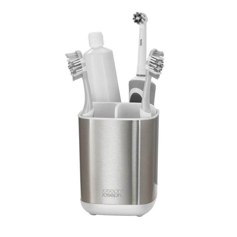 Joseph Joseph Joseph Joseph EasyStore Stainless Steel Compact Toothbrush Holder