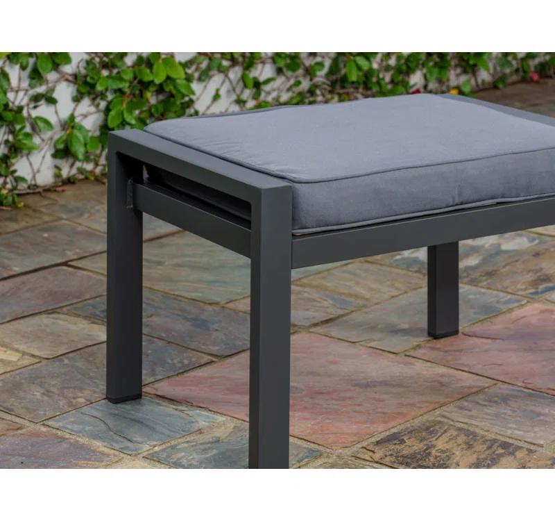 Lakeview Aluminum Outdoor Ottoman With Charcoal Cushion