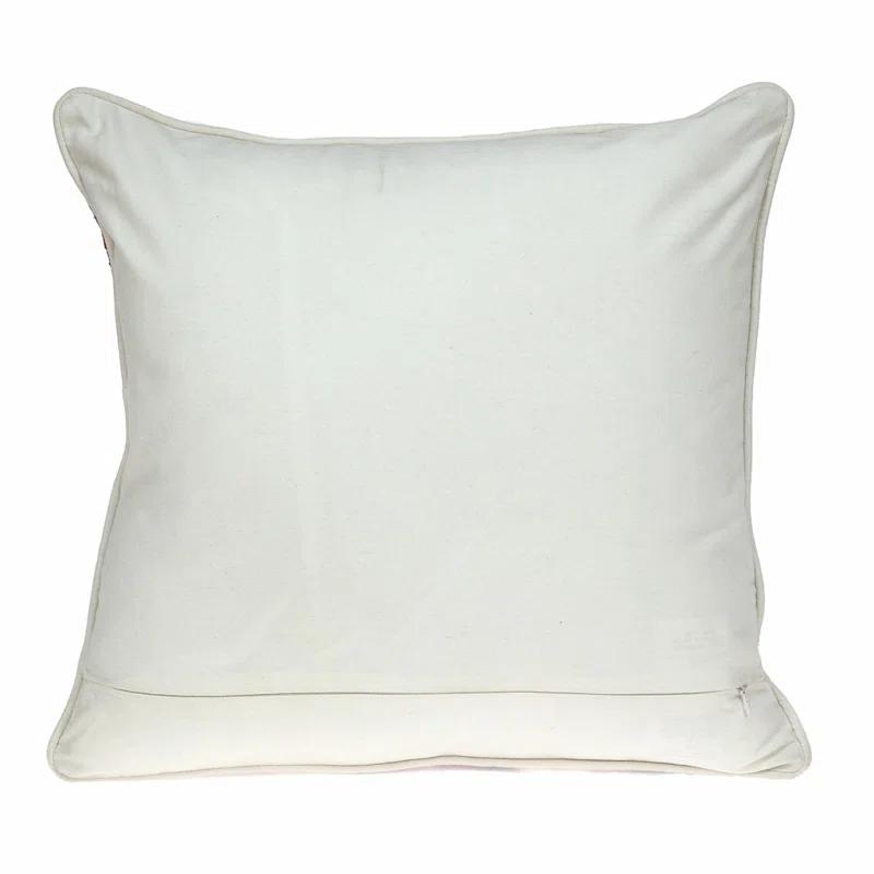 Parkland Collection 20" Beige and Pink Cotton Throw Pillow
