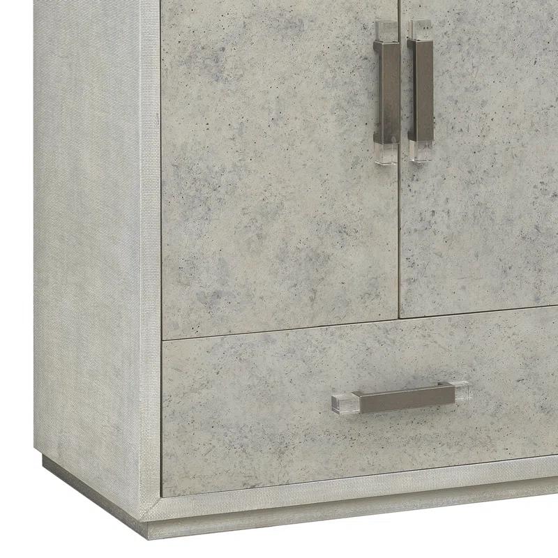 Stone-Textured 5 Drawer Accent Cabinet with Doors