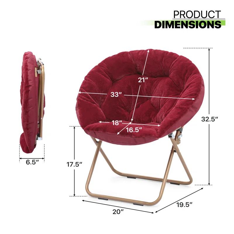 Mercer41 Amey Foldable Round Saucer Chair Portable Dorm Chair Lounge Chair Accent Chair for Bedroom Living Room