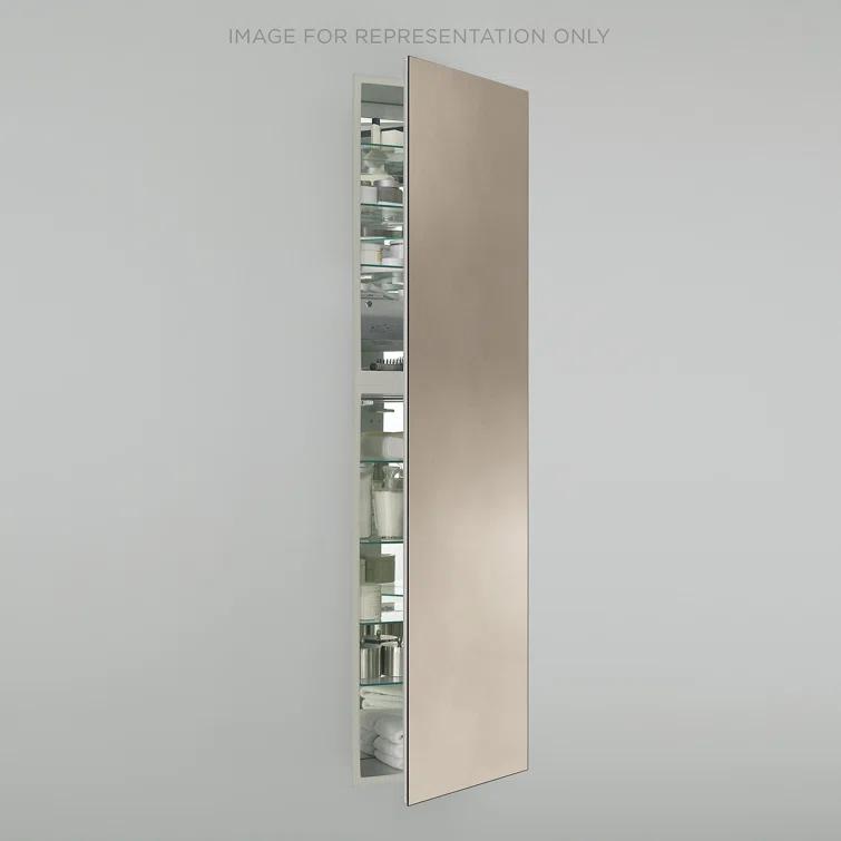 M Series Recessed Framed 1 Door Medicine Cabinet with 7 Adjustable Shelves and LED Lighting