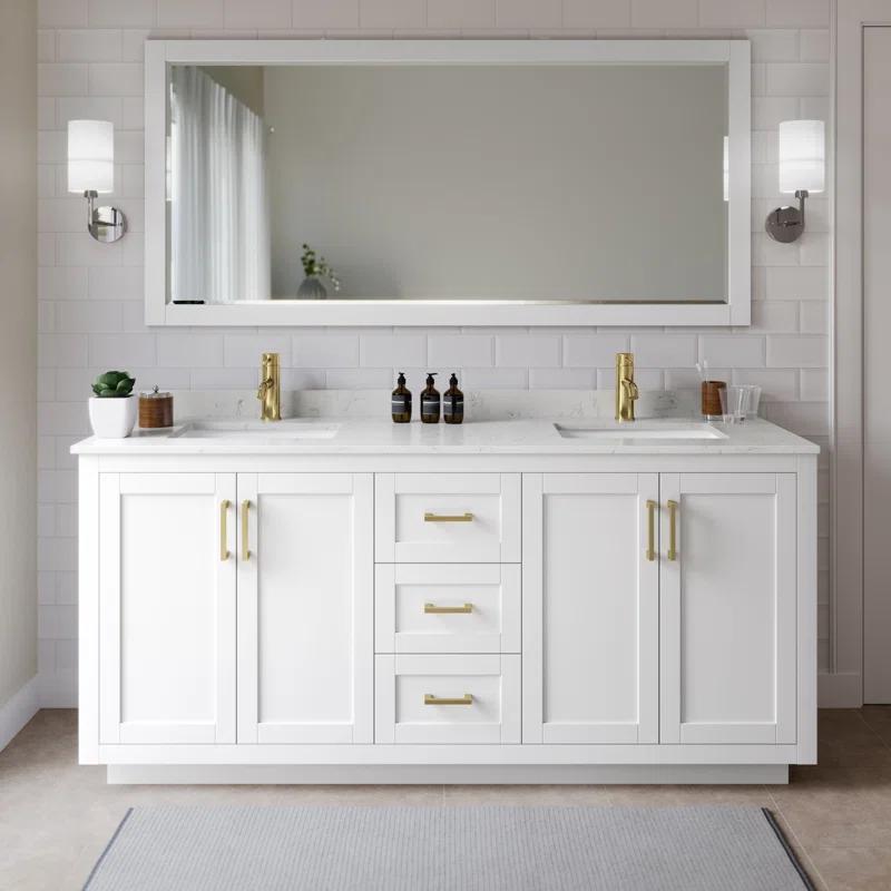 Wyndham Collection Miranda 72" Freestanding Double Bathroom Vanity with Cultured Marble Top