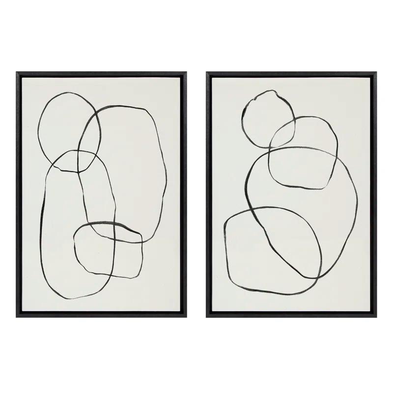 Kate and Laurel " 871 Modern Circles Flinen (left) & 869 Going In Circles Flinen (right) " by Teju Reval 2 - Pieces