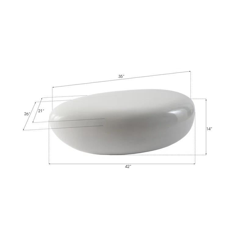 Phillips Collection Gel Coat White River Stone Solid Coffee Table