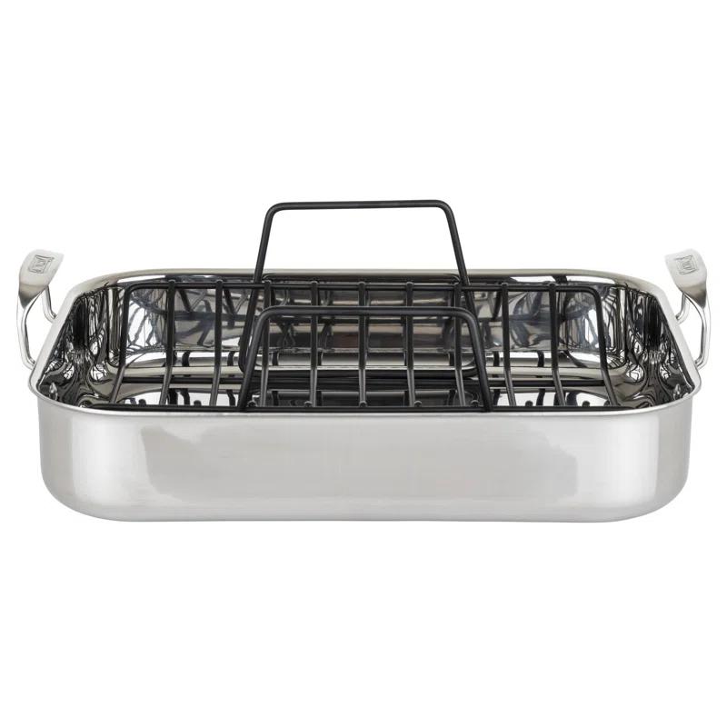 Viking ® 3-Ply Stainless Steel Roasting Pan with Rack and Thermometer Set