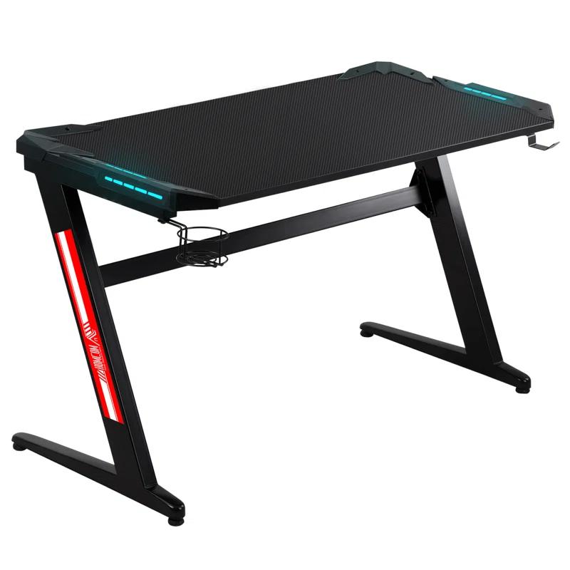 HomCom Adjustable Metal Base Computer Desk