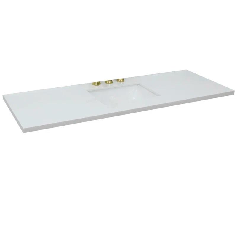 Bellaterra Home 61 in. White Quartz Top with Single White Ceramic Rectangular Sink