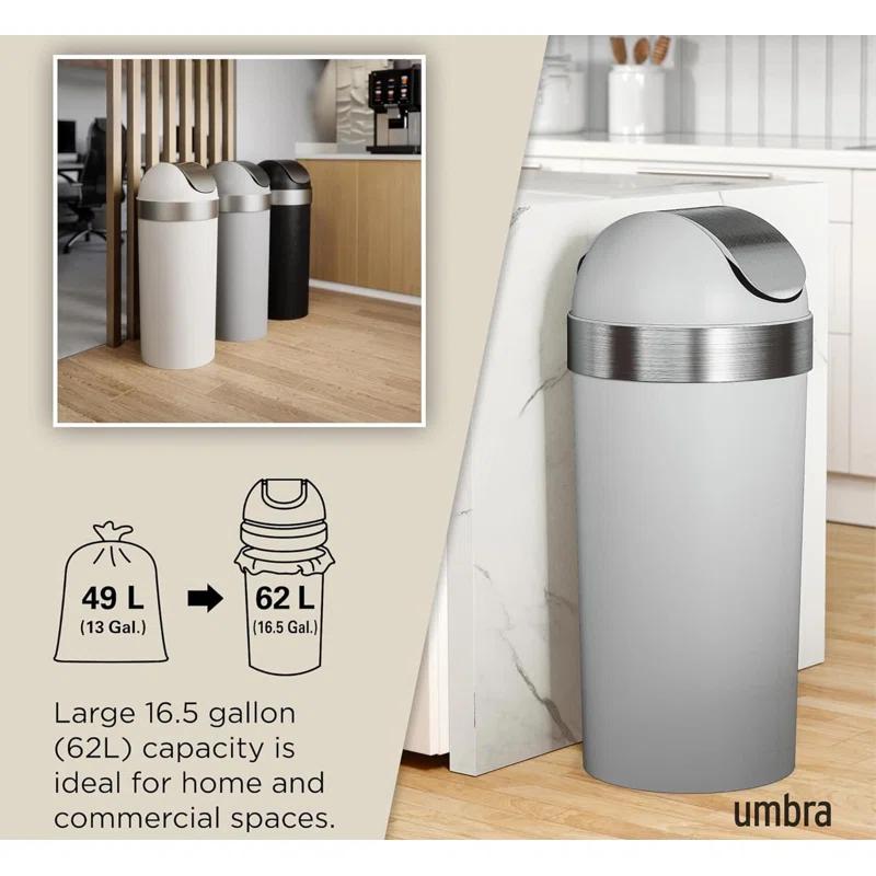 Umbra Venti Plastic Swing Top Trash Can - 16 Gallons