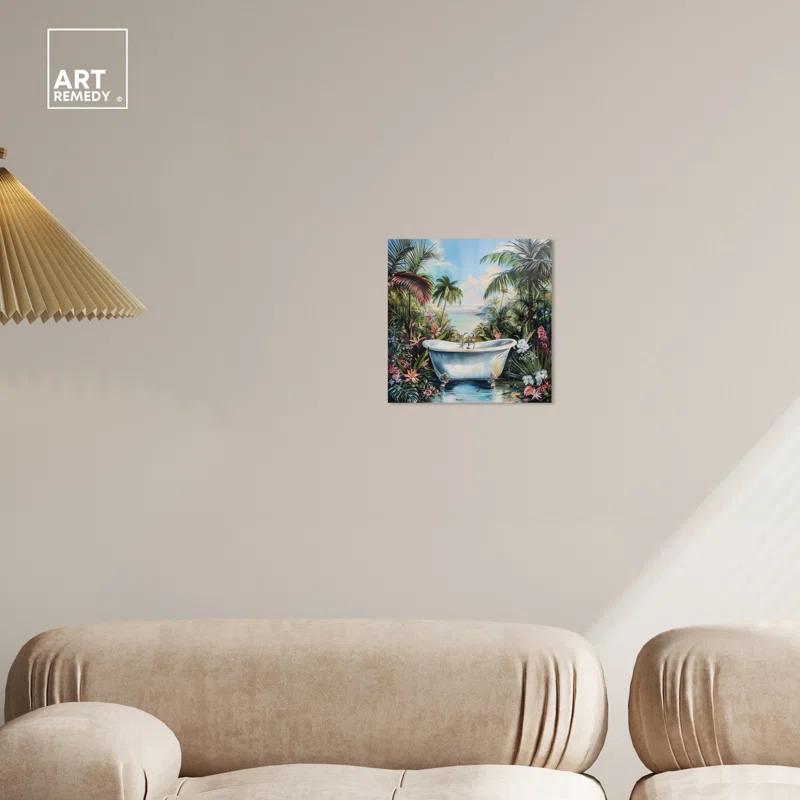 Art Remedy Paradise Bathtub Tropical Bathroom Wall Art by Art Remedy