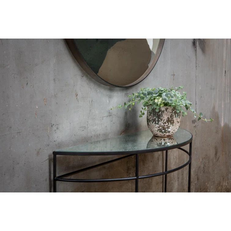 Wabi Sabi Graphite Round Glass Tray with Autumn Tones