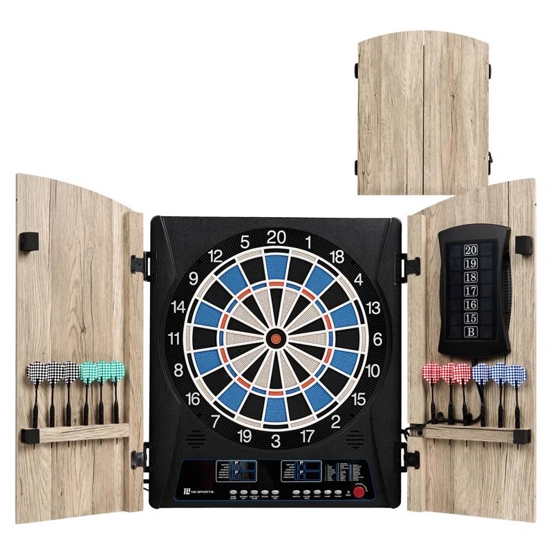 MD Sports MD Sports Elmhurst Electronic Dartboard Cabinet with Digital Scorekeeping and Soft Tip Dart Set